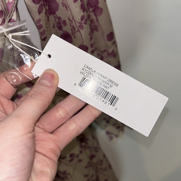 Bishop + Young Camila Long Sleeve Wrap Dress Wildflower Print Pink/Purple NWT - Picture 8 of 10